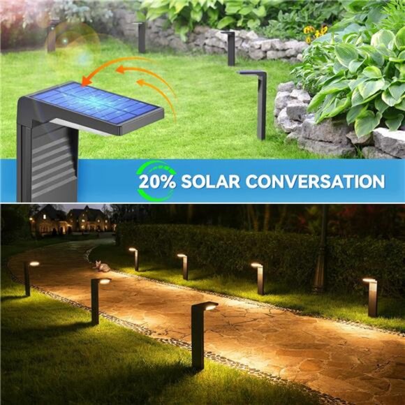 Solar Pathway Lights 4 Pack with Warm White and Cool White Mode, Modern Solar - Picture 4 of 7